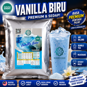 Vanilla Blue Powder Mukmin Rich | Serbuk Minuman Premium Untuk Air Balang, Sticky Milk, Ais Blended & Aiskrim