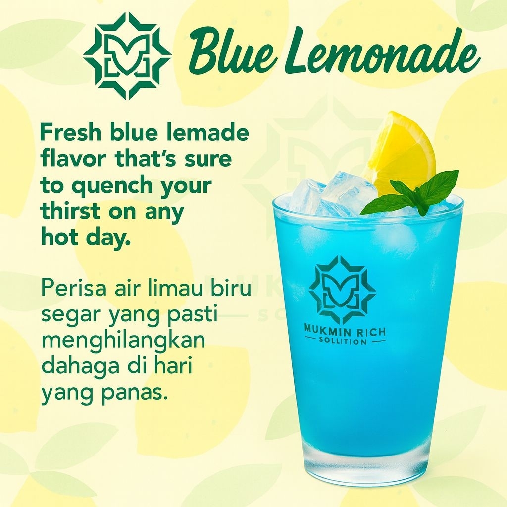 Serbuk Blue Lemonade 200g Mukmin Rich | 45-50 Cawan Air Balang Viral | Minuman Biru Premium Kafe | Produk Muslim - Image 4